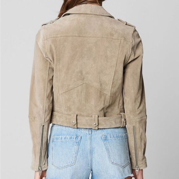 Blank NYC Sand Stoner Moto Jacket Genuine Suede, Size S - Picture 2 of 16